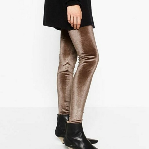 Beige Velvet Leggings
